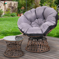 Outdoor Lounge Setting Furniture Papasan Chair Table Wicker Patio Sofa