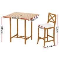 5pcs Outdoor Bar Table 4 Seater Stools Bistro Set Patio Acacia Wood