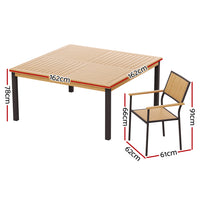 8-seater Outdoor Furniture Dining Chairs Table Patio 9pcs Acacia Wood