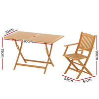 7PCS Outdoor Dining Set Garden Chairs Table Patio Foldable 6 Seater Wood