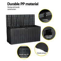 Outdoor Storage Box 220L Lockable Garden Deck Toy Shed Tool Organiser