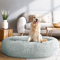 Pet Bed Dog Cat 110cm Calming Extra Large Soft Plush Light Grey