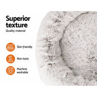 Pet Bed Dog Cat 110cm Calming Extra Large Soft Plush White Brown