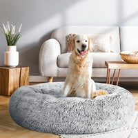 Pet Bed Dog Cat 90cm Large Calming Soft Plush Charcoal