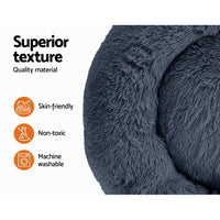 Pet Bed Dog Cat 90cm Large Calming Soft Plush Bed Dark Grey