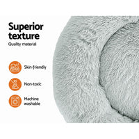 Pet Bed Dog Cat 90cm Large Calming Soft Plush Light Grey