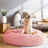 Pet Bed Dog Cat 90cm Large Calming Soft Plush Pink