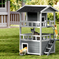 i.Pet Cat House Outdoor Shelter 72cm x 72cm x 127cm Rabbit Hutch Wooden Condo Small Dog Pet Houses Enclosure