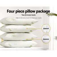 Giselle Hotel Pillow Bed Pillows 4 Pack Family Soft Medium Firm Bamboo Cover
