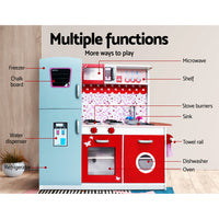 Kids Kitchen Play Set Wooden Pretend Toys Cooking Children Fridge Oven Red