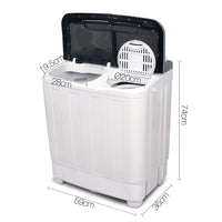 Portable Washing Machine Twin Tub 5KG White