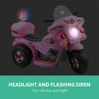 Rigo Kids Electric Ride On Police Motorcycle Motorbike 6V Battery Pink