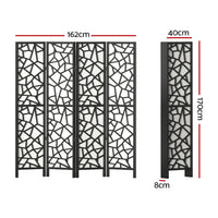 Clover Room Divider Screen Privacy Wood Dividers Stand 4 Panel Black