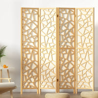 Clover Room Divider Screen Privacy Wood Dividers Stand 4 Panel Natural