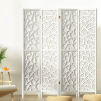 Clover Room Divider Screen Privacy Wood Dividers Stand 4 Panel White