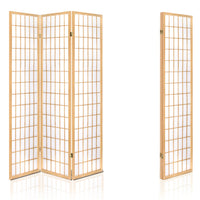 Room Divider Screen Wood Timber Dividers Fold Stand Wide Beige 3 Panel
