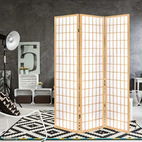 Room Divider Screen Wood Timber Dividers Fold Stand Wide Beige 3 Panel