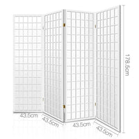 Room Divider Screen Wood Timber Dividers Fold Stand Wide White 4 Panel