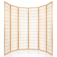 Room Divider Screen Wood Timber Dividers Fold Stand Wide Beige 6 Panel