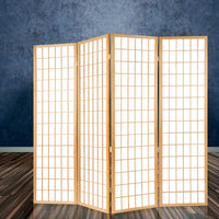 Room Divider Screen Wood Timber Dividers Fold Stand Wide Beige 6 Panel