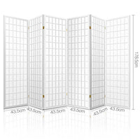 Room Divider Screen Wood Timber Dividers Fold Stand Wide White 6 Panel