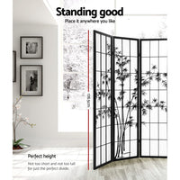 Room Divider Screen Privacy Dividers Pine Wood Stand Black White 4 Panel
