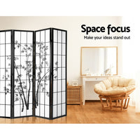 Room Divider Screen Privacy Dividers Pine Wood Stand Black White 4 Panel