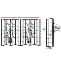 Room Divider Screen Privacy Dividers Pine Wood Stand Black White 8 Panel