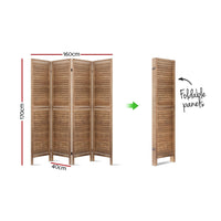 4 Panel Room Divider 160x170cm Screen Privacy Wood Foldable Stand Oak