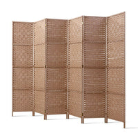 6 Panel Room Divider Screen Privacy Timber Foldable Dividers Stand Natural