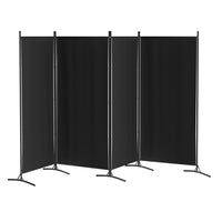 4 Panel Room Divider Screen 345x180cm Fabric Black