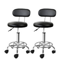 2x Salon Stool Swivel Chair Backrest Black