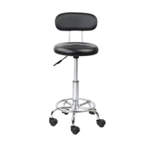 2x Salon Stool Swivel Chair Backrest Black