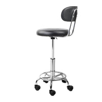 2x Salon Stool Swivel Chair Backrest Black