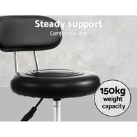 2x Salon Stool Swivel Chair Backrest Black