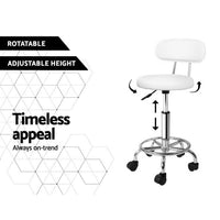 2x Salon Stool Swivel Chair Backrest White