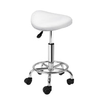 Salon Stool Saddle Swivel Chair White