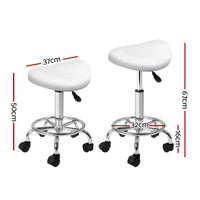 Salon Stool Saddle Swivel Chair White
