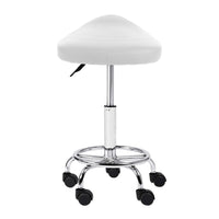 Salon Stool Saddle Swivel Chair White