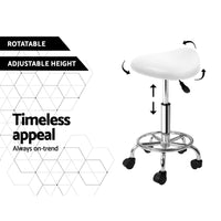 Salon Stool Saddle Swivel Chair White