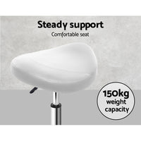 Salon Stool Saddle Swivel Chair White
