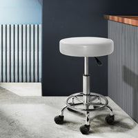 Salon Stool Round Swivel Chair White