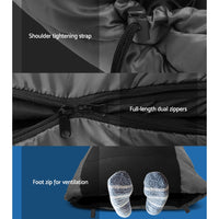 Weisshorn Sleeping Bag Single Thermal Camping Hiking Tent Blackýÿ -20ýÿC