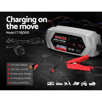 12V Automotive Car Battery Charger 24V 15Amp Smart Vehicle Truck Chargers AGM