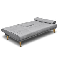 Sofa Bed 188CM Grey Faux Linen