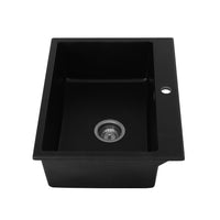 Cefito Kitchen Sink Granite Stone Sinks Basin Single Bowl Black 600mmx470mm