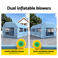 Inflatable Spray Booth 10X5M Car Paint Tent Filter System 2 Blowers