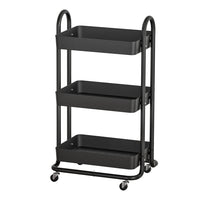 Storage Trolley Kitchen Cart 3 Tiers Rack Shelf Organiser Wheels Black