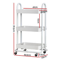 Storage Trolley Kitchen Cart 3 Tiers Rack Shelf Organiser Wheels White