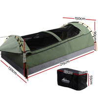 Double Swag Camping Swags Canvas Tent Deluxe Celadon